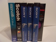 SONY,MAXELL,RCA,SCOTCH Blank VHS Tapes T-120 6 Hour VCR Video Tapes Lot Of 6 NEW
