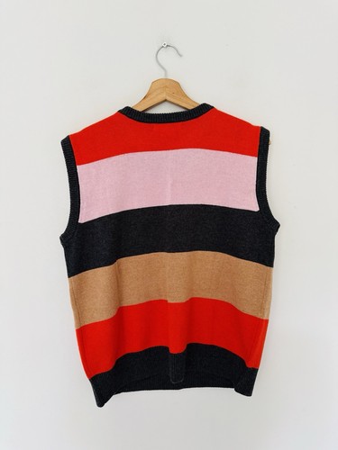 Boden Sweater Vest Medium Striped Sleeveless Chunky Knit Wool Blend Jumper - Picture 7 of 8