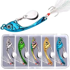 5pcs Metal VIB Spinner Spoon Fishing Lures Bass Pike Trout Baits 1/4 3/8 1/2 oz