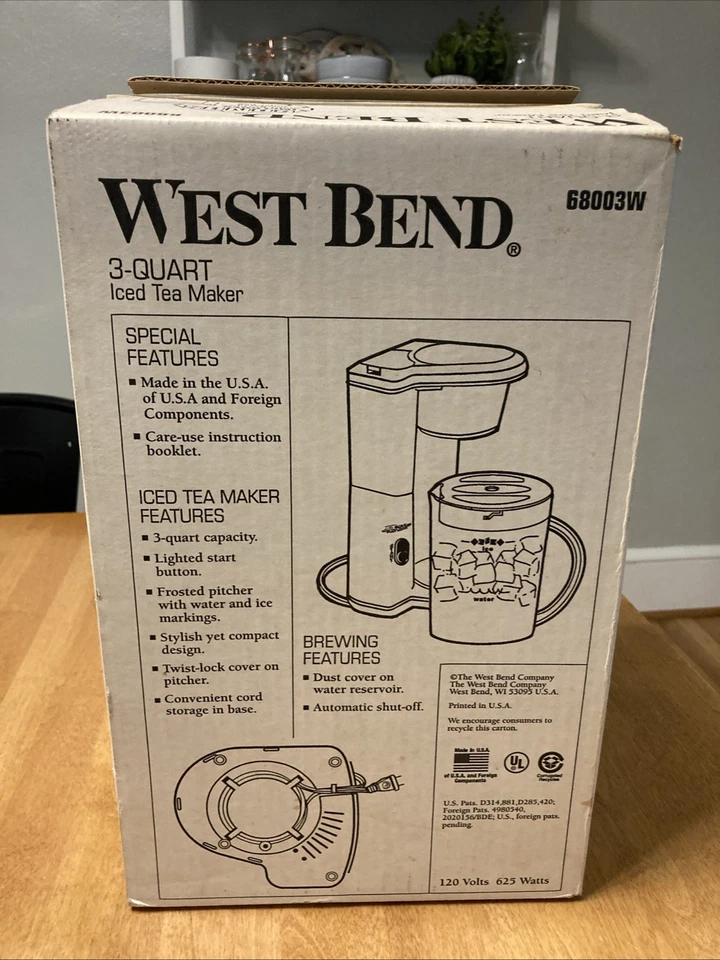 NUEVO West Bend 3 cuartos grande tetera helada 68003 jarra con tapa amarilla EE. UU. Foto 3 de 4