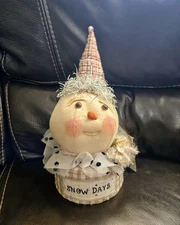 Adorable Handmade Pink  Snowman Doll- Primative Christmas 13” Tall Snow Days