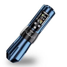 NEW Bronc X2 BLUE Wireless Tattoo Pen 2000mAh Battery 6 Adj. Strokes RCA Adapter