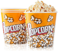 Plastic Popcorn Containers Retro Style Reusable Popcorn Buckets for Movie Night