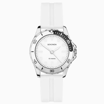 Damenuhr Sekonda Balearen weißes Zifferblatt & Armband 33 mm 50 m mit Proof 40567