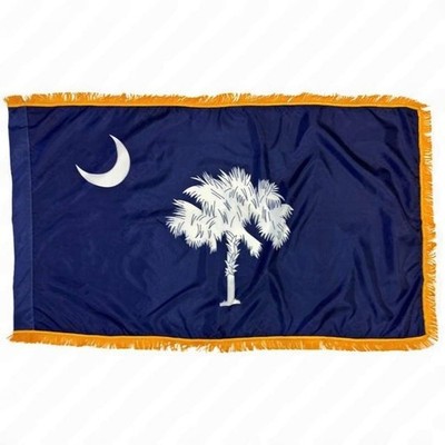 3x5 Embroidered South Carolina SC GOLD FRINGE 600D HEAVY DUTY NYLON Flag