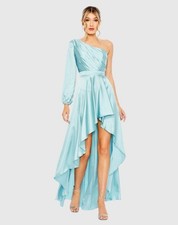 Mac Duggal Size 0 Blue 49141 One Shoulder Hi-Low A-line Cocktail Gown Dress New