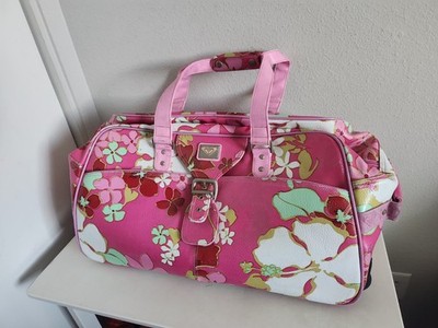 Vintage Roxy Y2K Hawaiian Floral Print Wheeled Duffel Bag Luggage