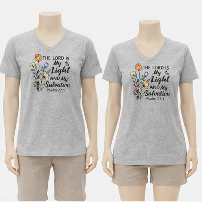 Cyberwear Spiritual T-Shirt ''The Lord Is My Light and My Salvation'' Stretchable