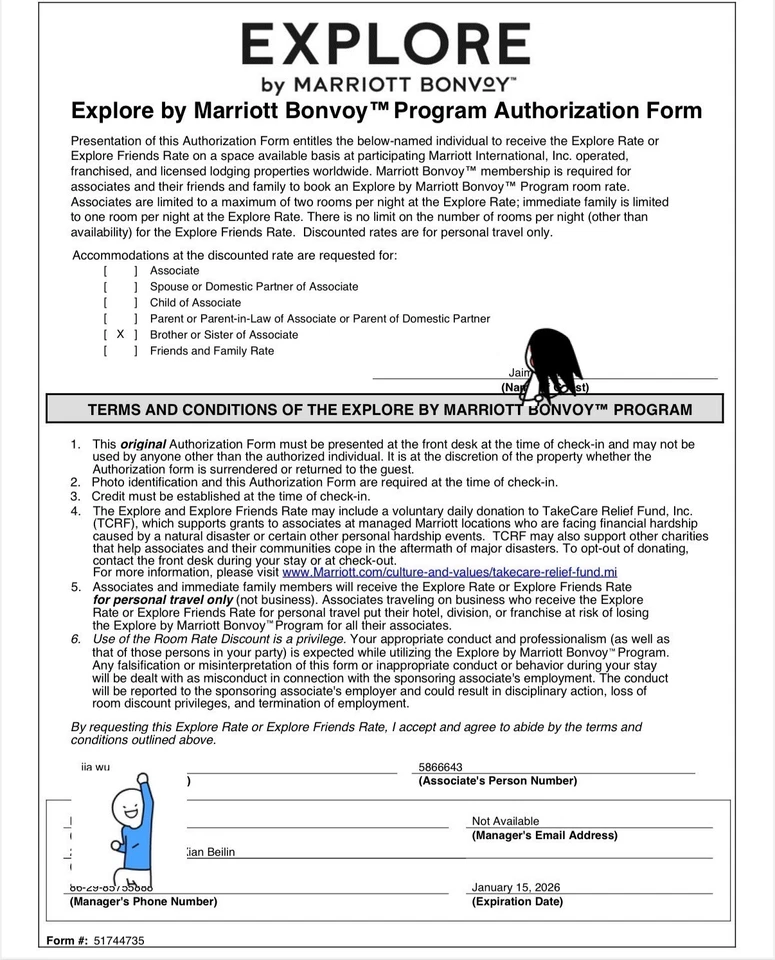 Formulario de tarifa de exploración MMP Tarifa familiar Marriott Foto 3 de 3
