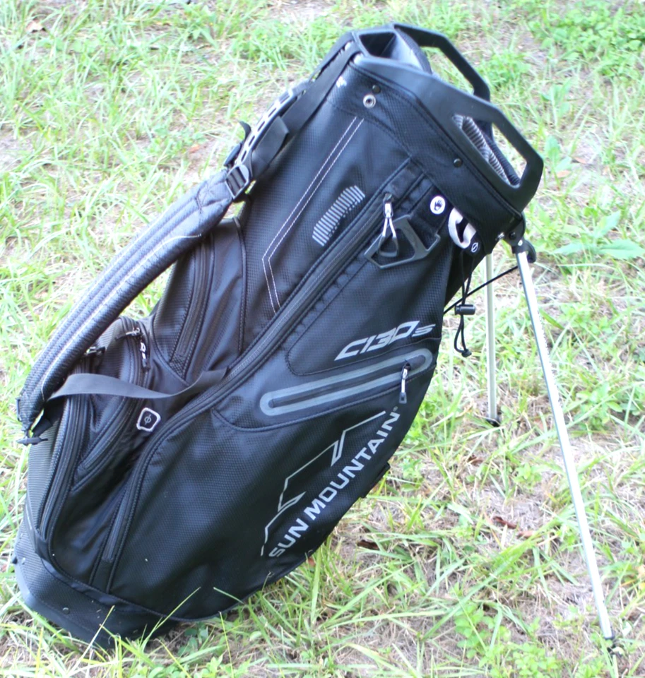 Bolsa de pie Sun Mountain C-130 S negra 14 vías 8 bolsillos cubierta de lluvia excelente Foto 4 de 4