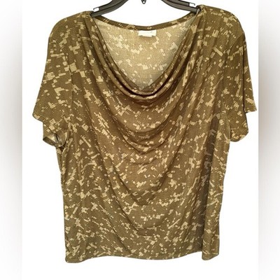 Jaclyn Smith Collection Brown Cowl Neck Short Sleeve Top Women s XXL - Preloved