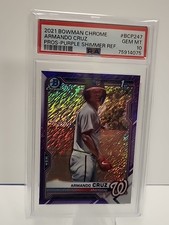 4075 Armando Cruz 2021 Bowman Chrome #BCP-247 Purple Shimmer 1st RC /250 PSA 10