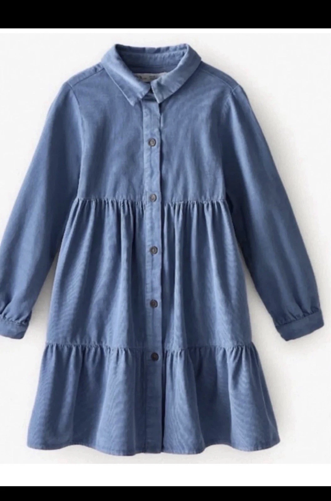 ZARA GIRLS Long Sleeve Button Down Dress sz 9 100% COTTON