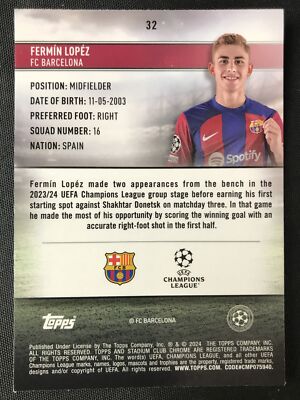 2024 Topps Chrome Stadium Club #32 Fermin Lopez FC Barcelona