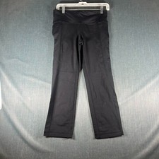 Athleta Women Leggings Black Stretch Pull On Athletic Cropped Size M Nylon Blend