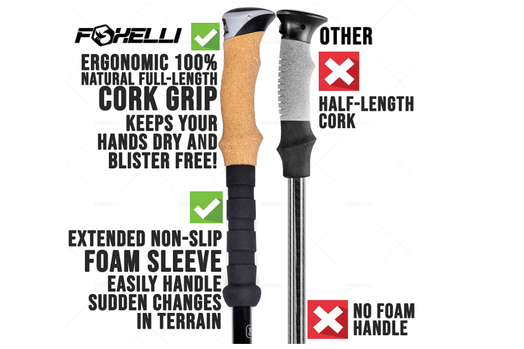 Foxelli Carbon Fiber Trekking Poles – Collapsible, Lightweight