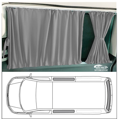 3 Fenster Gardinen für Vorhang VW T5 T6 Transporter Caravelle Camper Grau 716-1