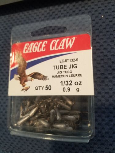NEW INSIDER 1/32 OZ CRAPPIE TUBE JIG HEADS with sz 6 EAGLE CLAW HOOKS - 50