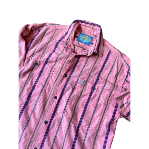 PCH Pacific Coast Highway VTG 90's Mens Button Down Shirt Medium Pink Striped - Picture 2 of 10