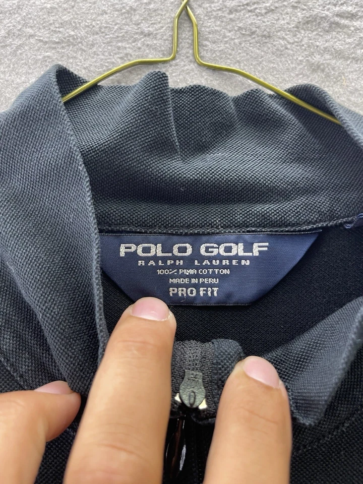 Polo Golf Ralph Lauren Polo Big Pony Para Hombres 2XL Negro Amarillo 1/4 Cremallera Foto 3 de 4