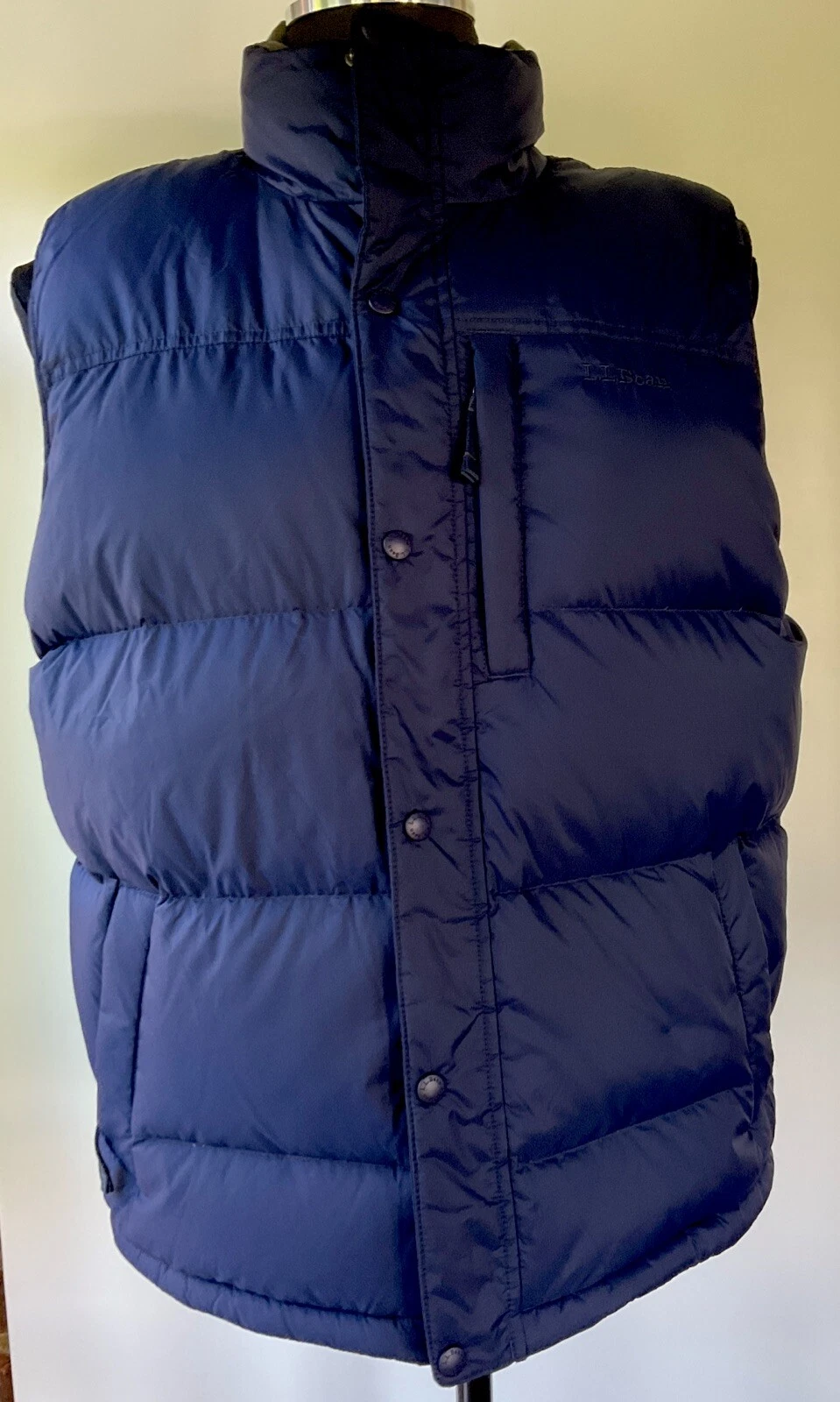 LL Bean Puffer Vest Insulated Goose Down/Full Zip Snap Style #276570 Size Large