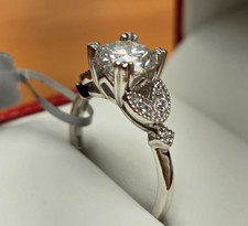 1.70Ct Round Cut Moissanite 14k White Gold Plated Engagement Wedding Ring Size 6
