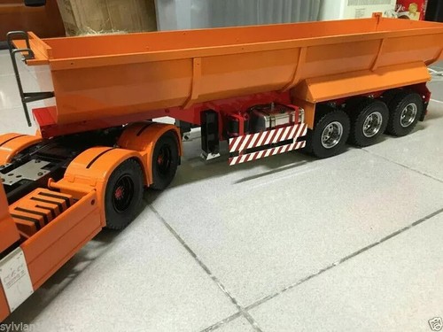 Semirimorchio dumper scala metallo grande su misura 1/14 3 assi 820 mm NUOVO - Foto 8 di 10
