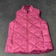 REI Quilted Puffer Vest Girls Teen Large Pink Goose Down Embroidered Outdoor