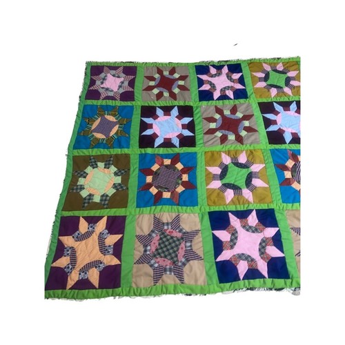 VTG Handmade Quilt Blanket Patchwork Tigers Pinwheel Heirloom (76”x97”?) KING - Picture 11 of 12