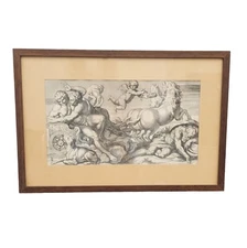 Dawn And Headhale, Framed Engraving, Carracci, 17th Century?