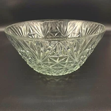 Vintage Clear Diamond Patterned Glass 12" Serving Bowl