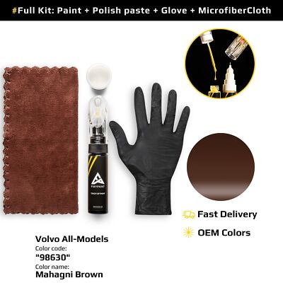 Touch up Paint for Volvo Code: 98630 Mahagni Brown Exact Color Match