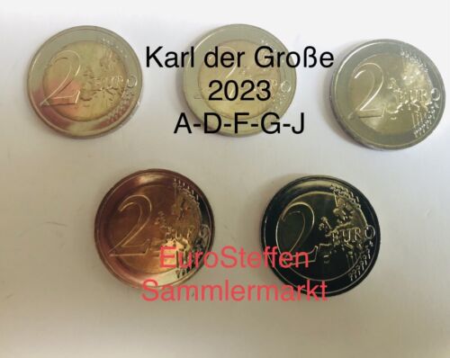 5 x 2 Euro 2023 ,Deutschland "Karl der Große",  ADFGJ, lieferbar - Bild 1 von 1