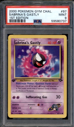 PSA 9 MINT 2000 POKEMON GYM CHALLENGE 97 SABRINA'S GASTLY 1ST EDITION - Picture 1 of 2