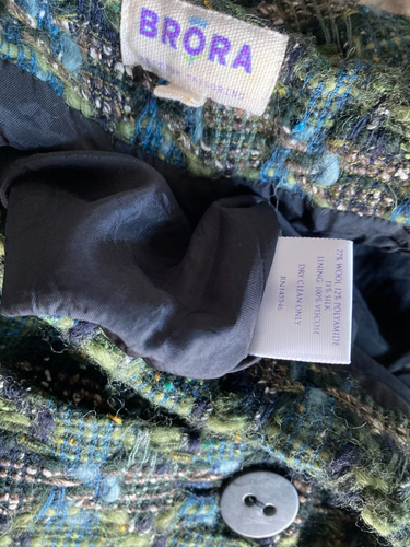 Brora Lochcarron tweed wool skirt 8 moss ocean tartan Scottish ladies lined mini - Picture 3 of 4