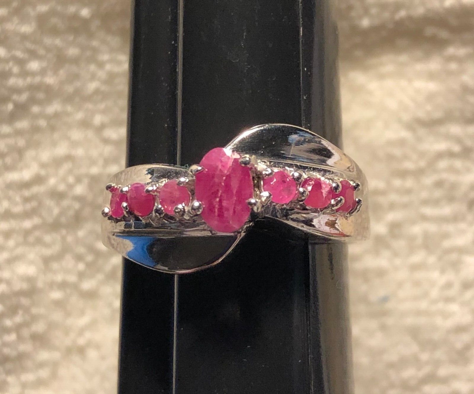 RUBY Ring SIZE 8 Sterling Silver (925) ~ Offset B… - image 1