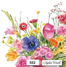 (552) TWO Paper LUNCHEON Decoupage Art Craft Napkins - MIXED SUMMER FLOWERS