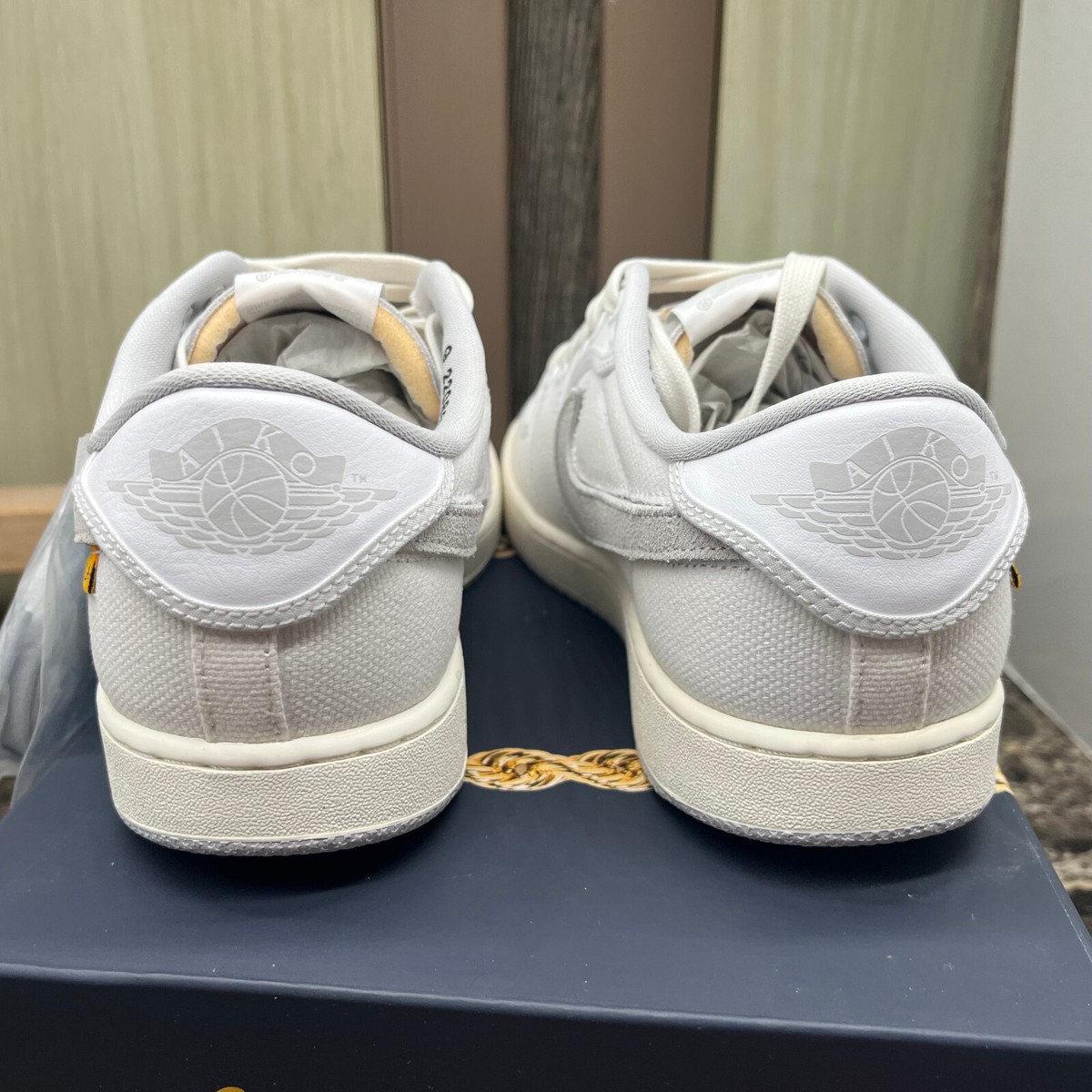Jordan 1 AIKO Union LA Shoes Men\'s Size 9 Athletic Basketball White Grey Rare Size 9 - Jordan 1 KO x Union LA Low White Neutral Grey for  main image 4
