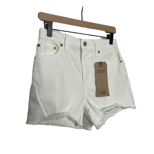 Levi's Shorts High Rise Cutoff Distressed White Size 28 NEW - Picture 4 of 13