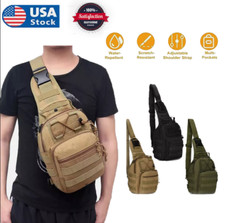 Mens Backpack Tactical Sling Shoulder Molle Chest Pack Outdoor Hiking Travel Bag