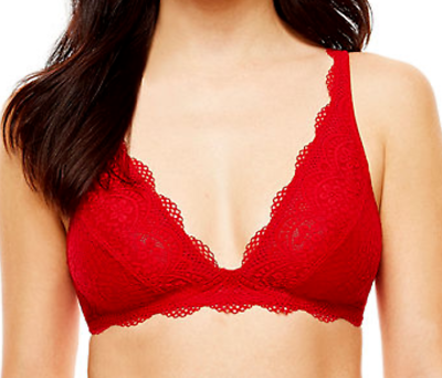 AMBRIELLE Wireless LACE Bralette ~ Cherry Cordial [size = LARGE ] *New  w/Tags