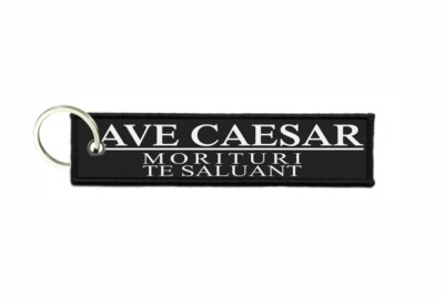 Keychain key ring Biker tag ave caesar morale morituri te saluant