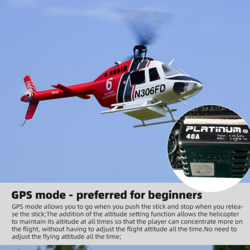 Helicóptero Roban 470Tamaño RTF B206 RC Rojo Blanco Modelo CAL FIRE GPS Devolución Automática - Imagen 12 de 14