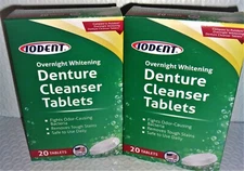 Iodent Overnight Whitening Denture Cleanser Lot of 1 to 6  (20 Tablets) Each *
