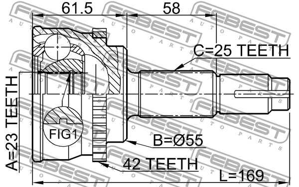 0210-062A42 FEBEST Joint Kit, drive shaft for NISSAN