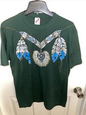 Vintage Single Stitch Dream Catcher Native American Green Shirt Size Large USA