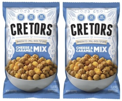 G.H. Cretors Cheese & Caramel Flavored Popcorn Mix, 7.5 oz (2 Bags)