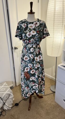Roolee Green Floral Midi Dress Size XS