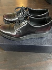 AUTH LUXURY PRADA LACE-UP SHOES 2EG261 Cordovan LEATHER US 9.5