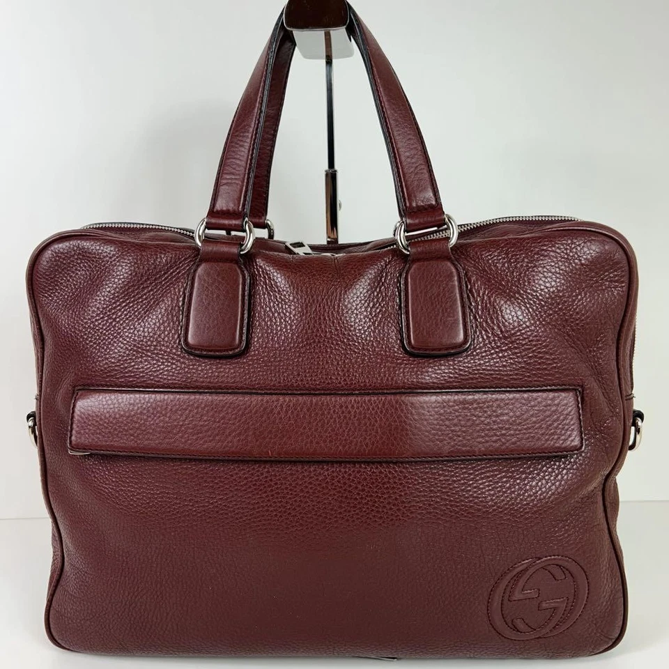 GUCCI 822057.204046 Soho бизнес сумка портфель кожи красный логотип серебро оборудование - Изображение 2 из 4